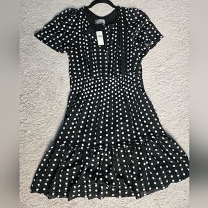 Anthropologie The Somerset Mini Dress Black with white embroidery Size M